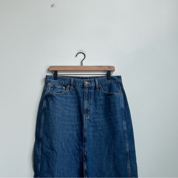 J Crew Factory High Rise Denim Front Slit Midi Skirt  28 A-line Country CB967 - Picture 3 of 13